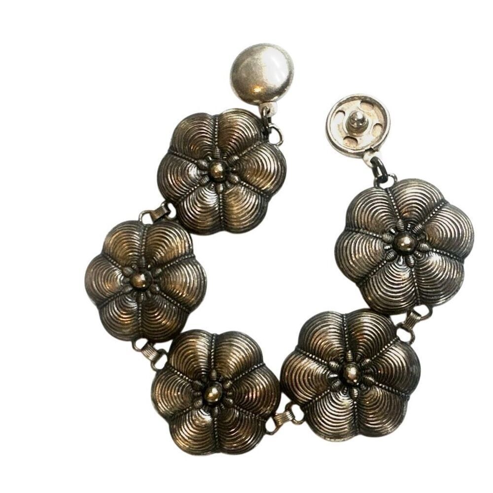 Vintage Floral Repoussé Style Link Bracelet
